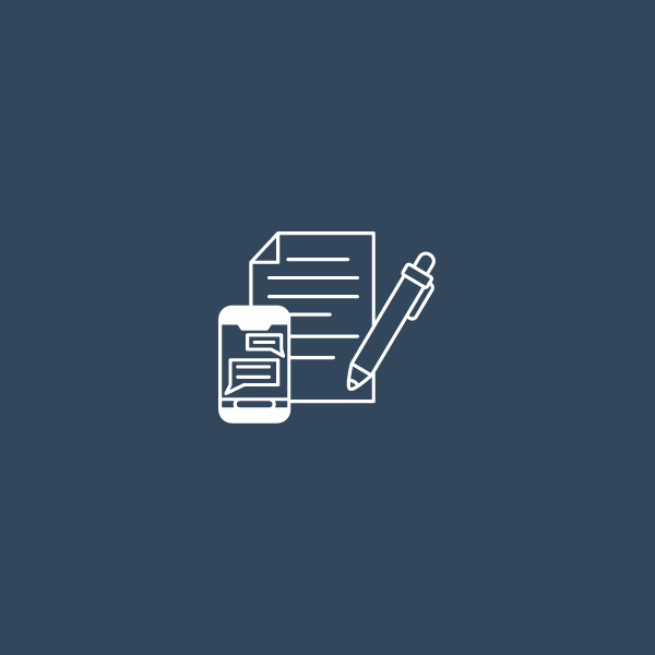 Schmuckbild zeigt Icon in Form eines Stiftes, eines Blattes und eines Handys